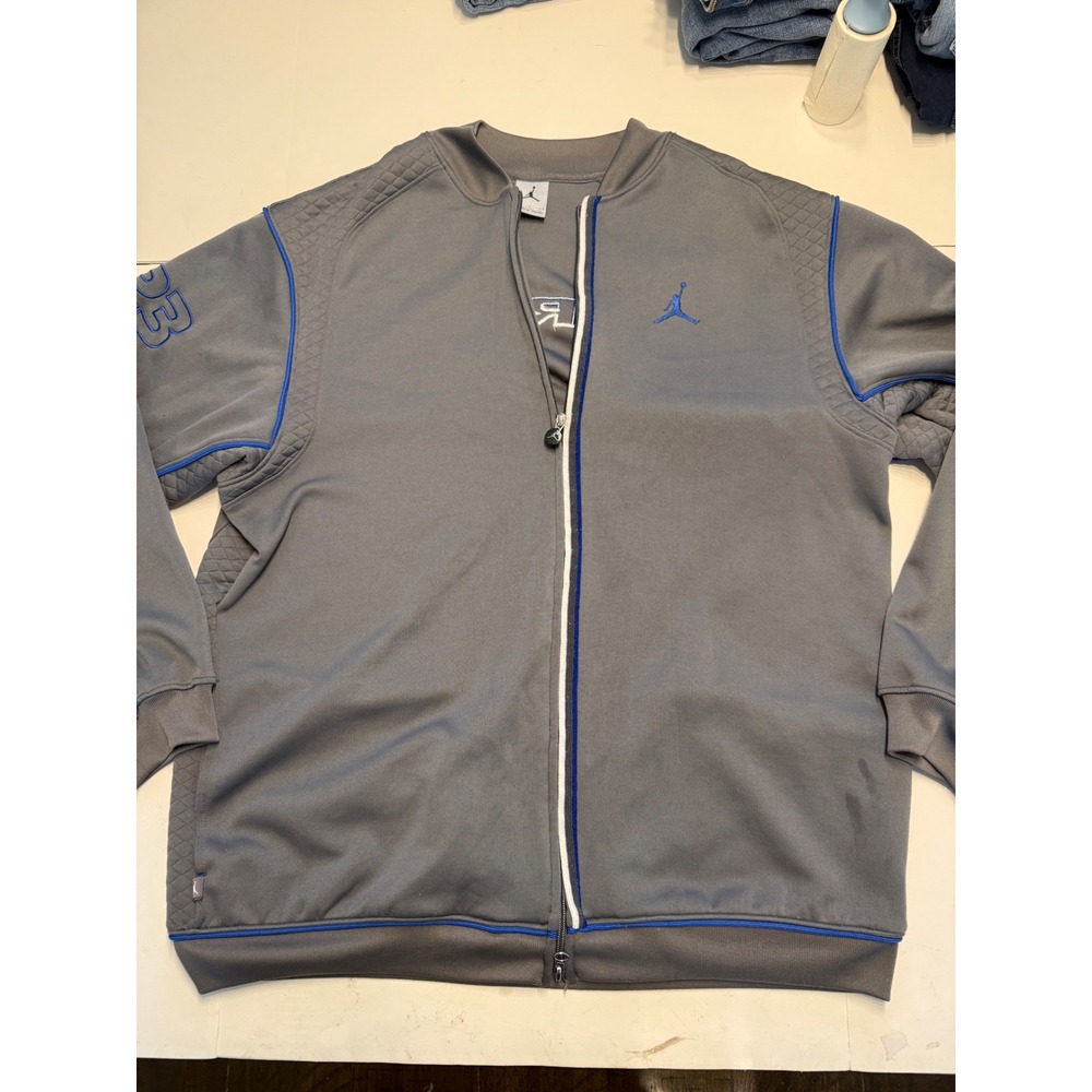 Jordan Mens Grey Blue Full Zip Track Jacket Quilted 23 H41001TSP Large